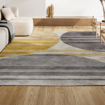 Nicky Geometric Striped Circles Area Rug